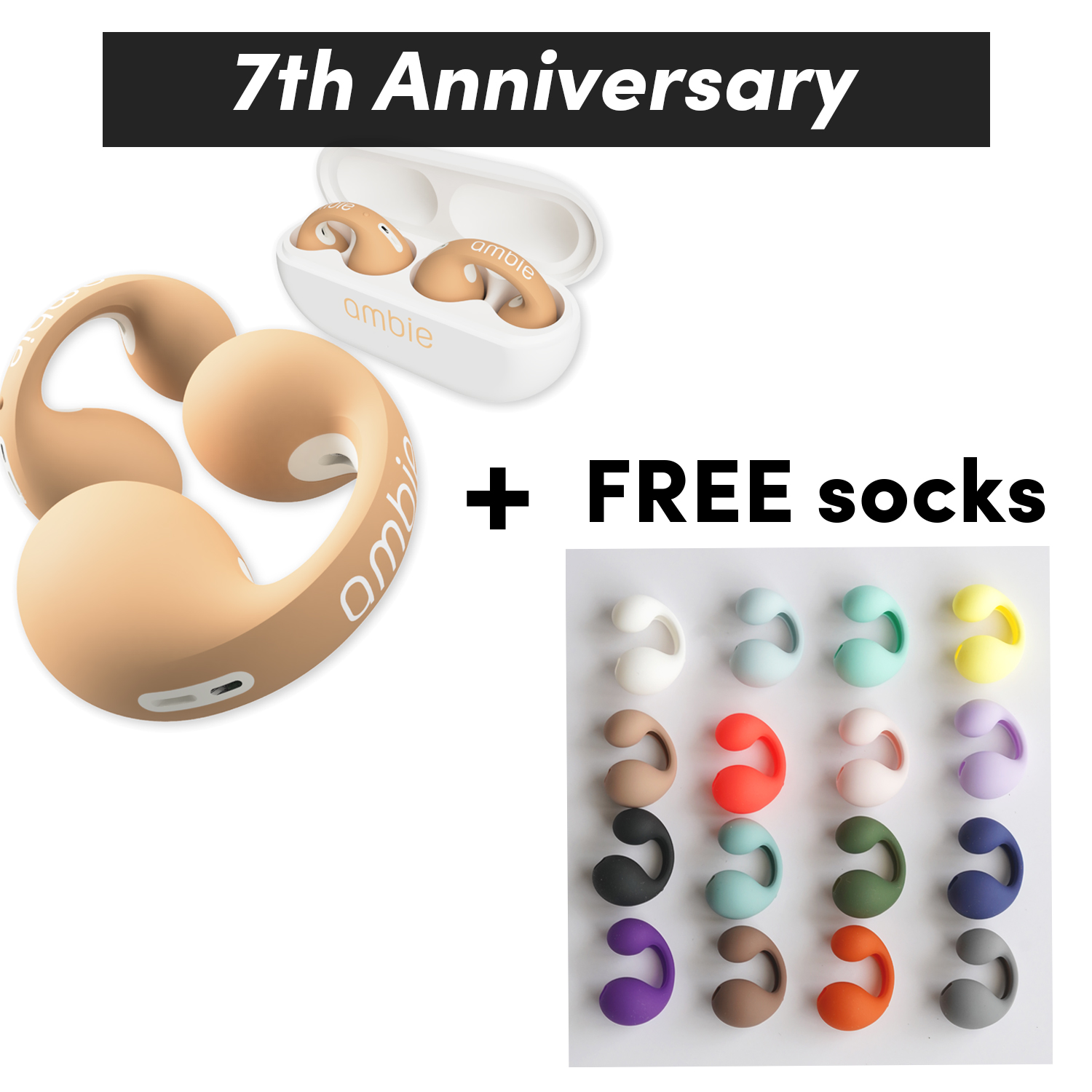 ≪7周年限定≫ambie着せ替えセットAM-TW01 Latte＋選べるsocks | ambie 